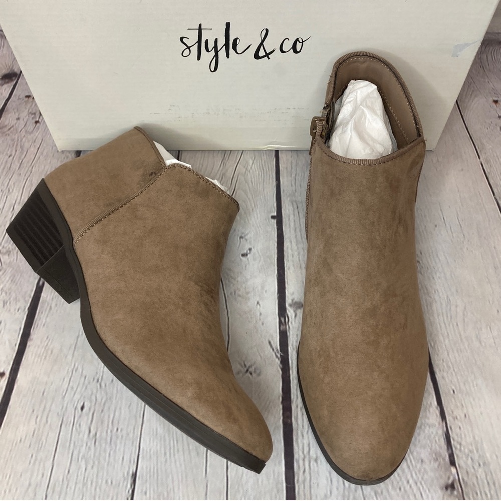 STYLE & CO Taupe Wileyy Ankle Booties